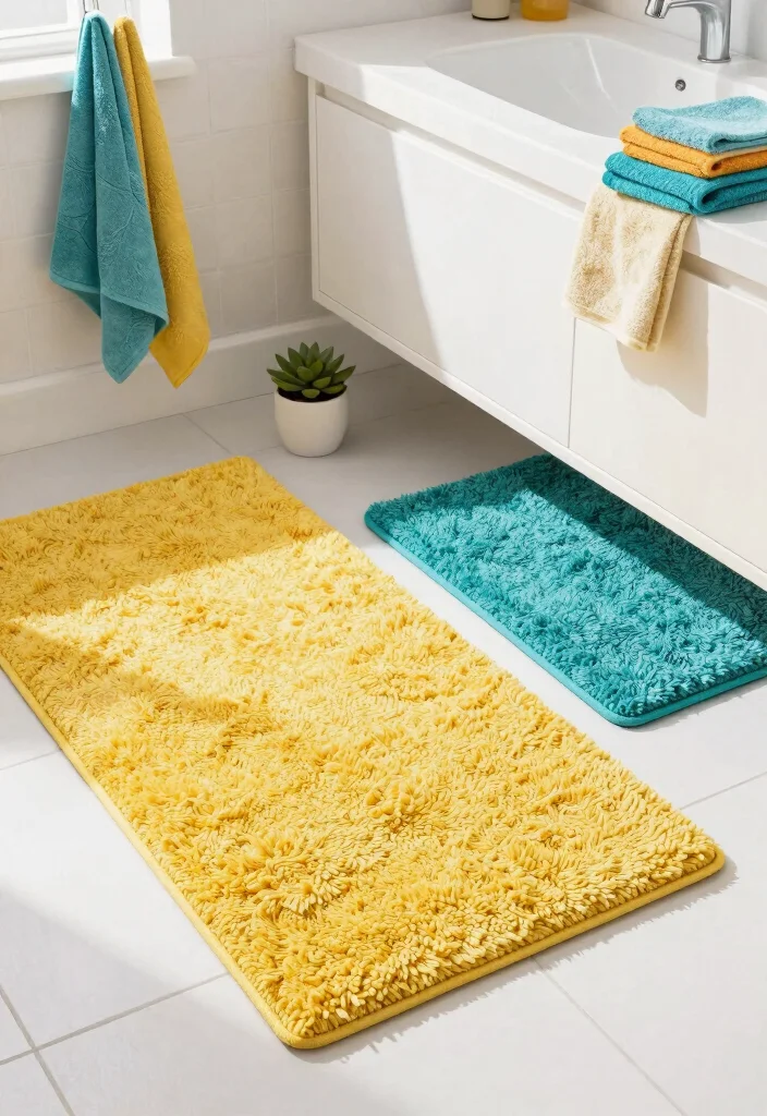14 Bathroom Rug Ideas That Dry Fast and Stay in Place - 1. Colorful Microfiber Mats 1
