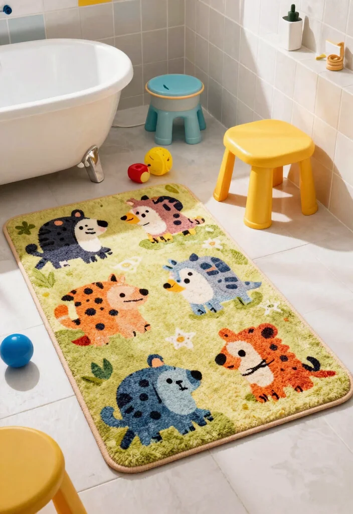 14 Bathroom Rug Ideas That Dry Fast and Stay in Place - 11. Family-Friendly Rugs 1