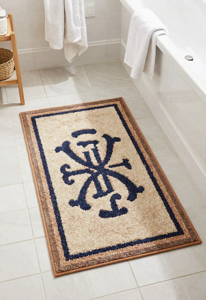 14 Bathroom Rug Ideas That Dry Fast and Stay in Place - 13. Personalized Rugs 1