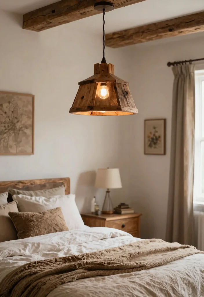 14 Bedroom Pendant Light Ideas That Free Up Nightstand Space - 12. Rustic Charm 1