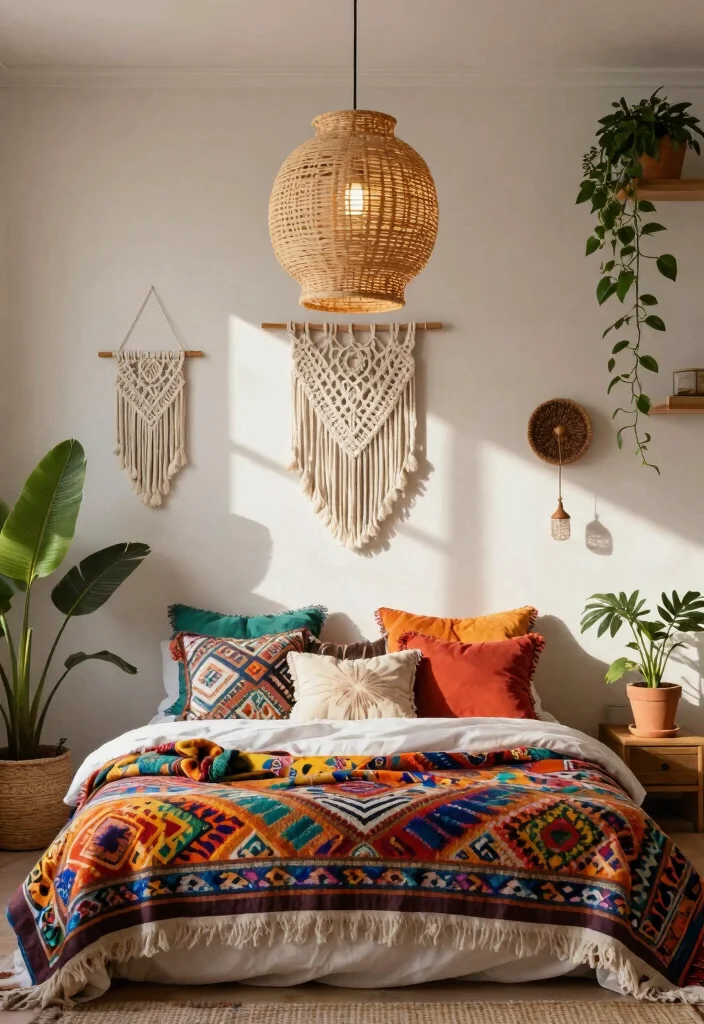 14 Bedroom Pendant Light Ideas That Free Up Nightstand Space - 3. Bohemian Bliss 1