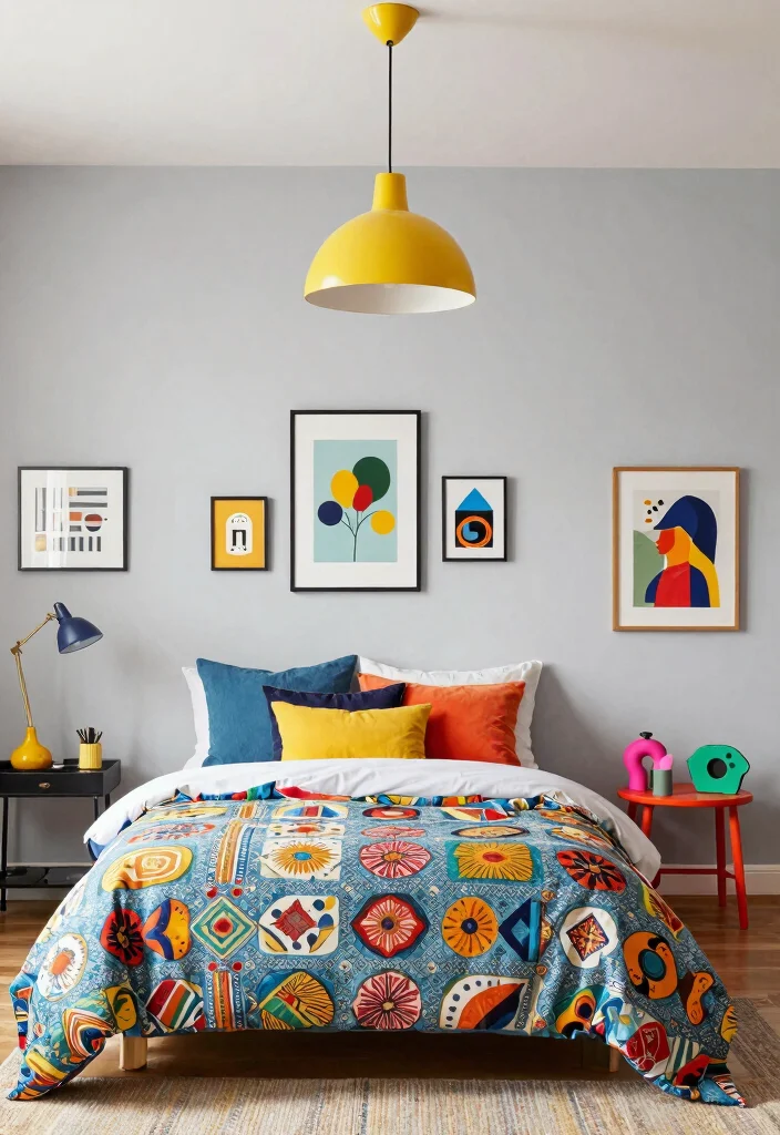 14 Bedroom Pendant Light Ideas That Free Up Nightstand Space - 7. Colorful Accents 1