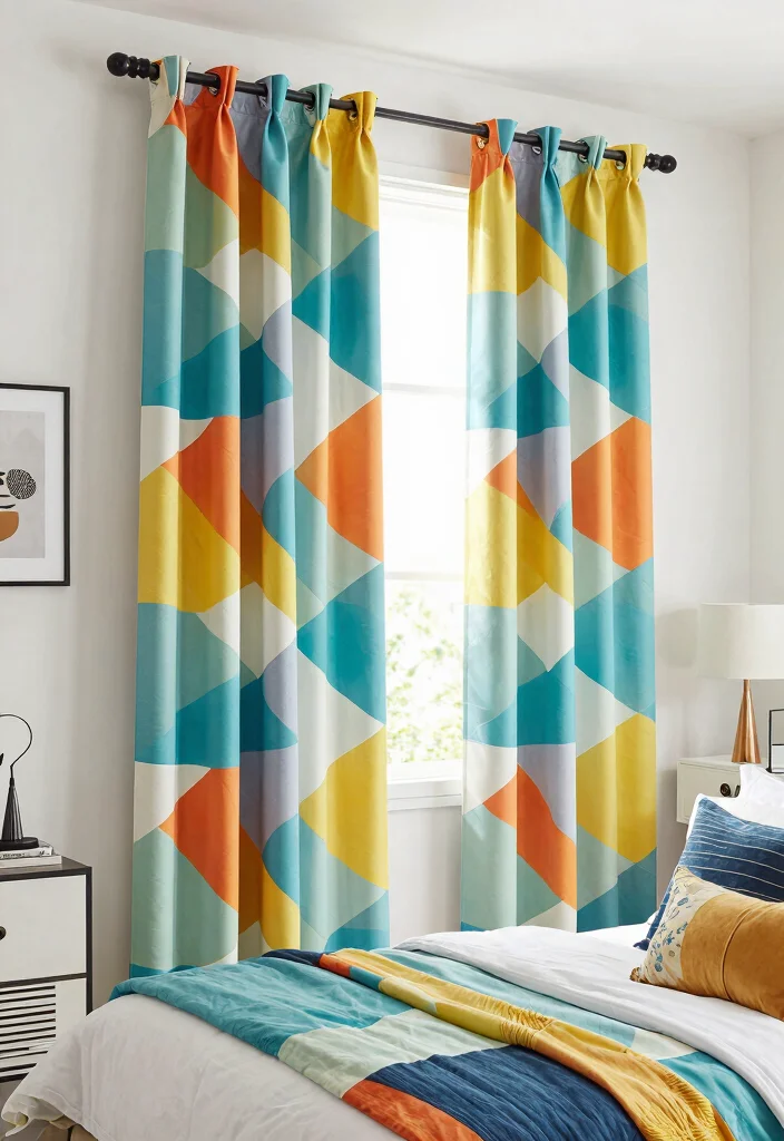 14 Bedroom Window Curtains That Block Light for Better Sleep - 12. Fun Geometric Curtains 1