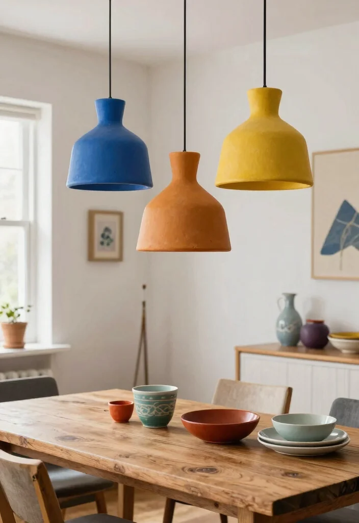 14 Clay Pendant Light Ideas That Add Warmth Without Looking Rustic - 12. Unique Color Combinations 1