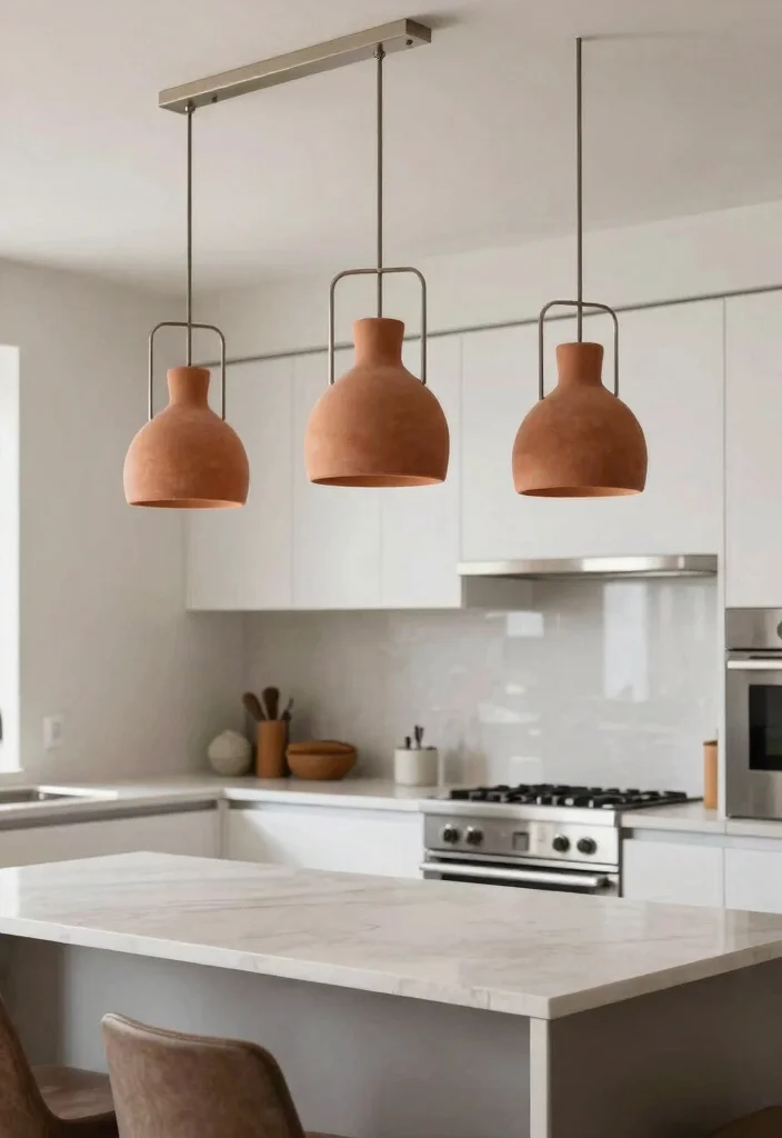 14 Clay Pendant Light Ideas That Add Warmth Without Looking Rustic - 6. Clay Pendants with Minimalist Frames 1