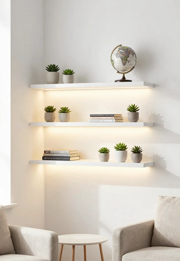 14 Corner Shelf Ideas Living Room Setups That Hide Dead Space - 1. Floating Shelves for a Minimalist Look 1