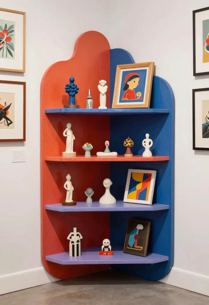 14 Corner Shelf Ideas Living Room Setups That Hide Dead Space - 11. Artistic Corner Shelf 1