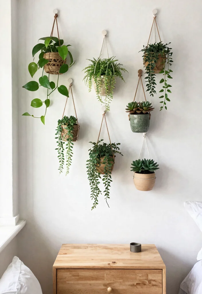 14 Cute Nightstand Decor Ideas That Don't Take Up Surface Space - 1. Vertical Plant Displays 1