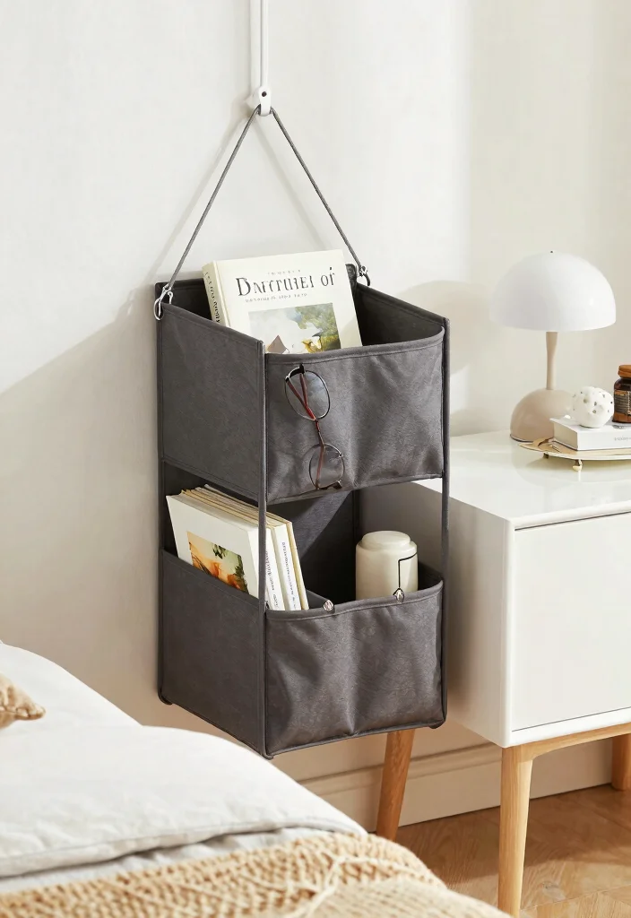 14 Cute Nightstand Decor Ideas That Don't Take Up Surface Space - 6. Hanging Nightstand Organizers 1