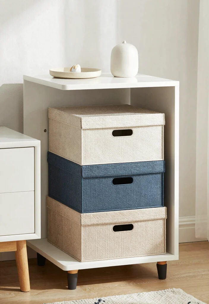 14 Cute Nightstand Decor Ideas That Don't Take Up Surface Space - 8. Stackable Storage Solutions 1