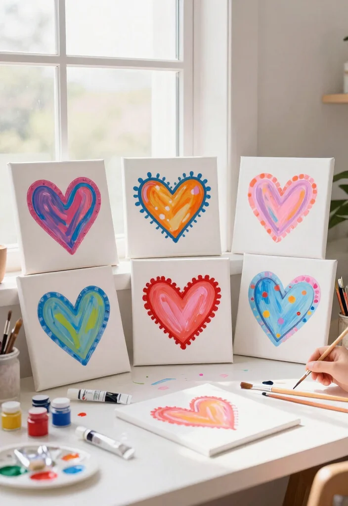 14 Heart Wall Art Ideas for Bedrooms and Nurseries on a Budget - 1. Hand-Painted Heart Canvases 1