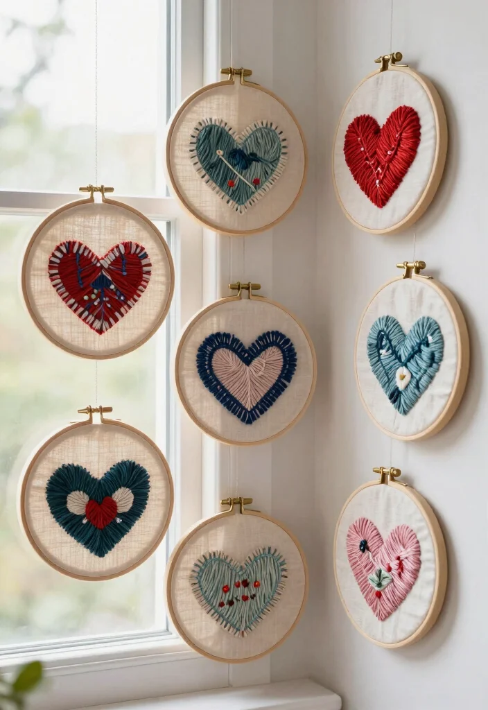 14 Heart Wall Art Ideas for Bedrooms and Nurseries on a Budget - 10. Embroidered Heart Wall Hangings 1