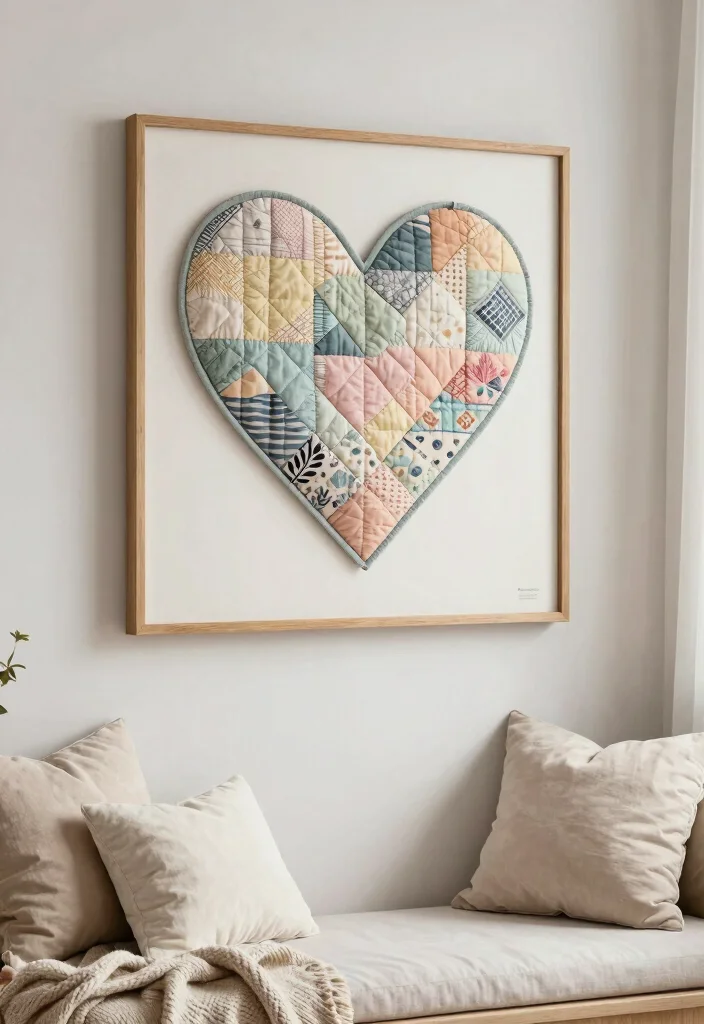 14 Heart Wall Art Ideas for Bedrooms and Nurseries on a Budget - 12. Quilted Heart Wall Art 1