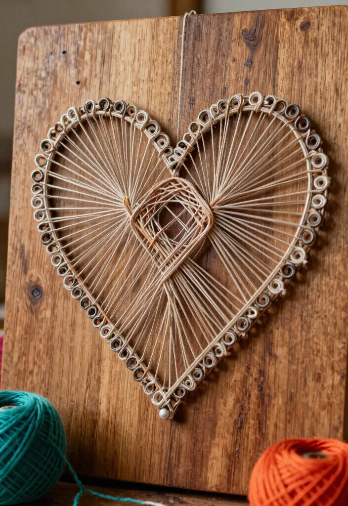 14 Heart Wall Art Ideas for Bedrooms and Nurseries on a Budget - 4. Heart-Shaped String Art 1