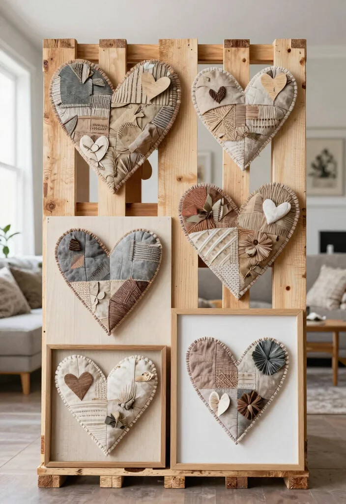 14 Heart Wall Art Ideas for Bedrooms and Nurseries on a Budget - 7. Upcycled Heart Art 1
