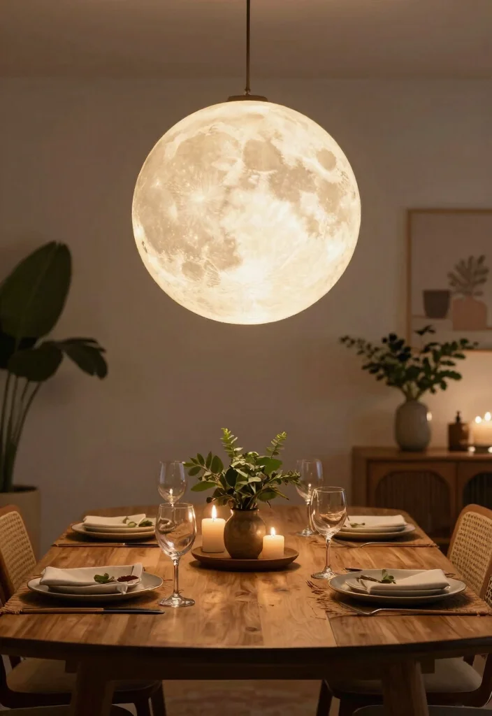14 Moon Pendant Light Ideas That Create Soft Ambient Glow - 4. Dining Delight: Unique Centerpiece 1