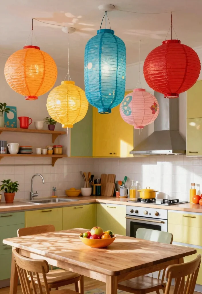 14 Pendant Light Kitchen Ideas That Don't Require Rewiring - 11. Handmade Paper Lanterns 1