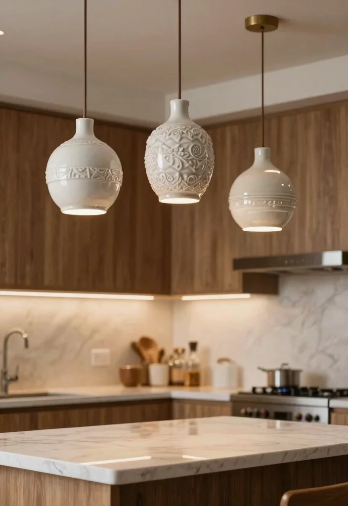14 Pendant Light Kitchen Ideas That Don't Require Rewiring - 14. Chic Ceramic Pendant Lights 1