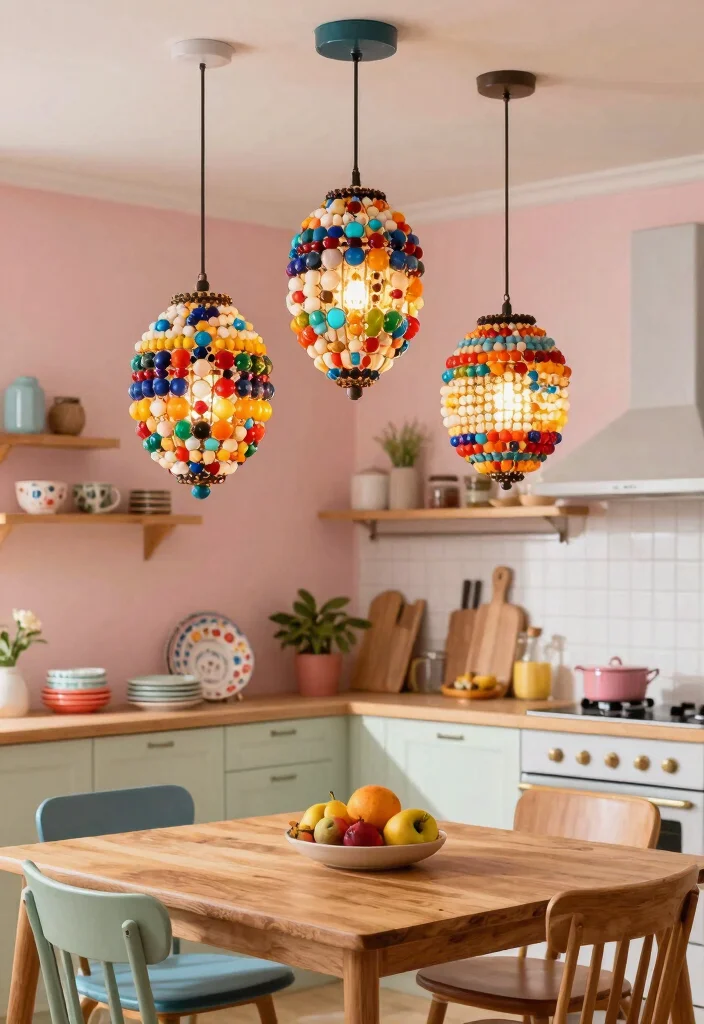14 Pendant Light Kitchen Ideas That Don't Require Rewiring - 2. Colorful Beaded Fixtures 1