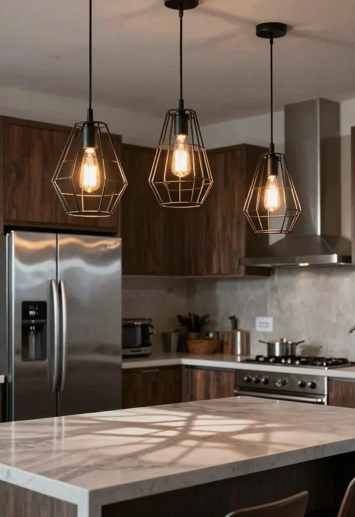 14 Pendant Light Kitchen Ideas That Don't Require Rewiring - 3. Metal Wire Shades 1
