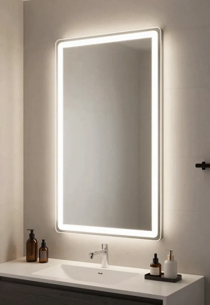 14 Vanity Mirror Ideas That Provide Perfect Lighting for Makeup - 12. Backlit Mirrors for a Modern Touch 1