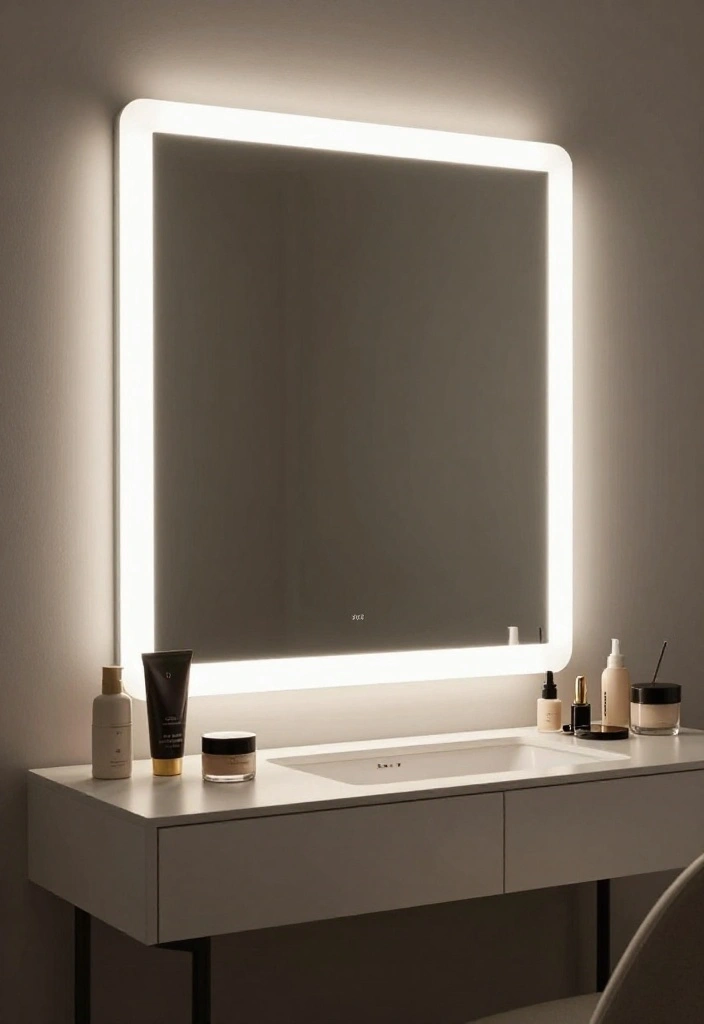 14 Vanity Mirror Ideas That Provide Perfect Lighting for Makeup - 8. High-Tech Smart Vanity with Built-in Lighting 1