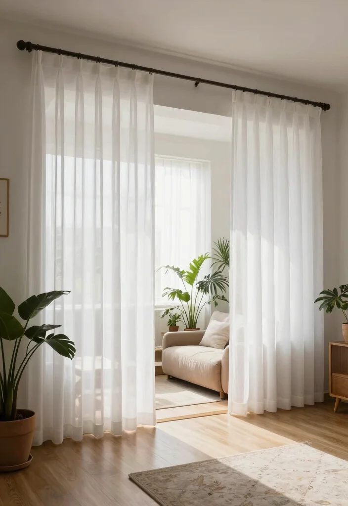 14 White Sheer Living Room Curtains for Privacy Without Darkness - 10. Privacy Screens with Sheer Appeal 1