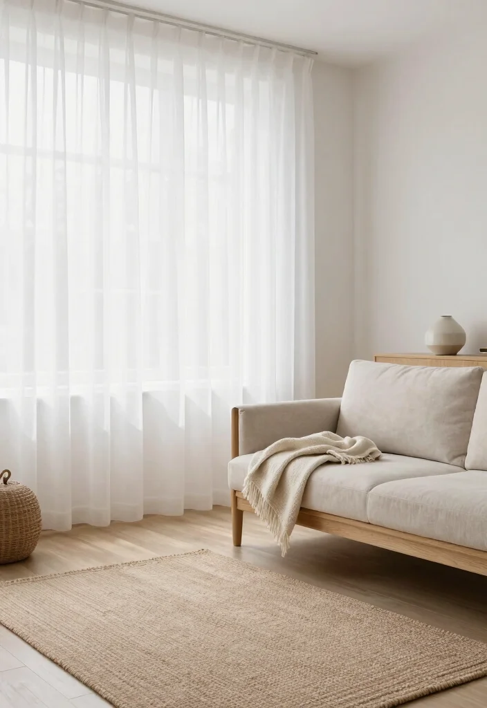 14 White Sheer Living Room Curtains for Privacy Without Darkness - 13. Scandinavian Simplicity with White Sheers 1
