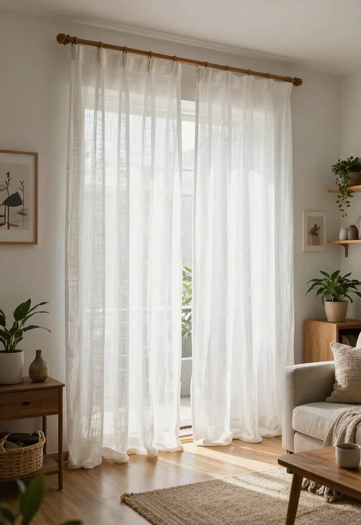 14 White Sheer Living Room Curtains for Privacy Without Darkness - 14. DIY Sheer Curtains for a Personal Touch 1