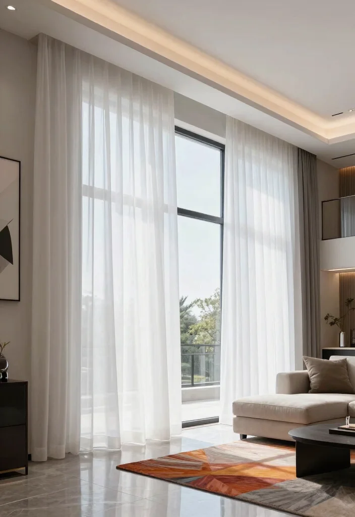 14 White Sheer Living Room Curtains for Privacy Without Darkness - 7. Dramatic Floor-to-Ceiling Installations 1