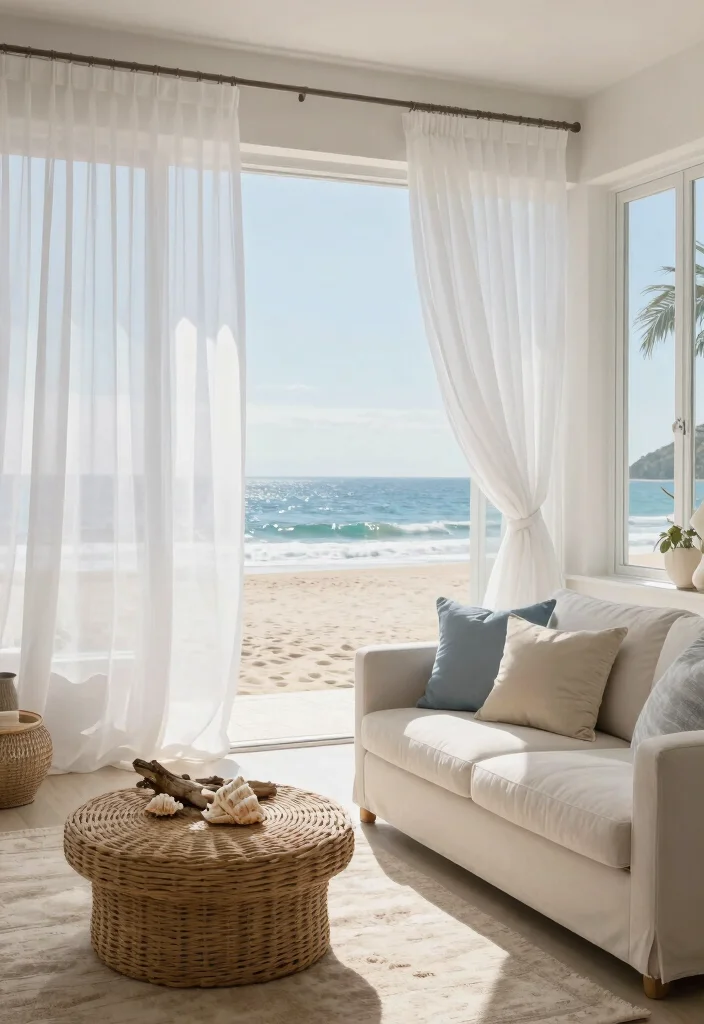 14 White Sheer Living Room Curtains for Privacy Without Darkness - 8. Coastal Retreat with Breezy Whites 1