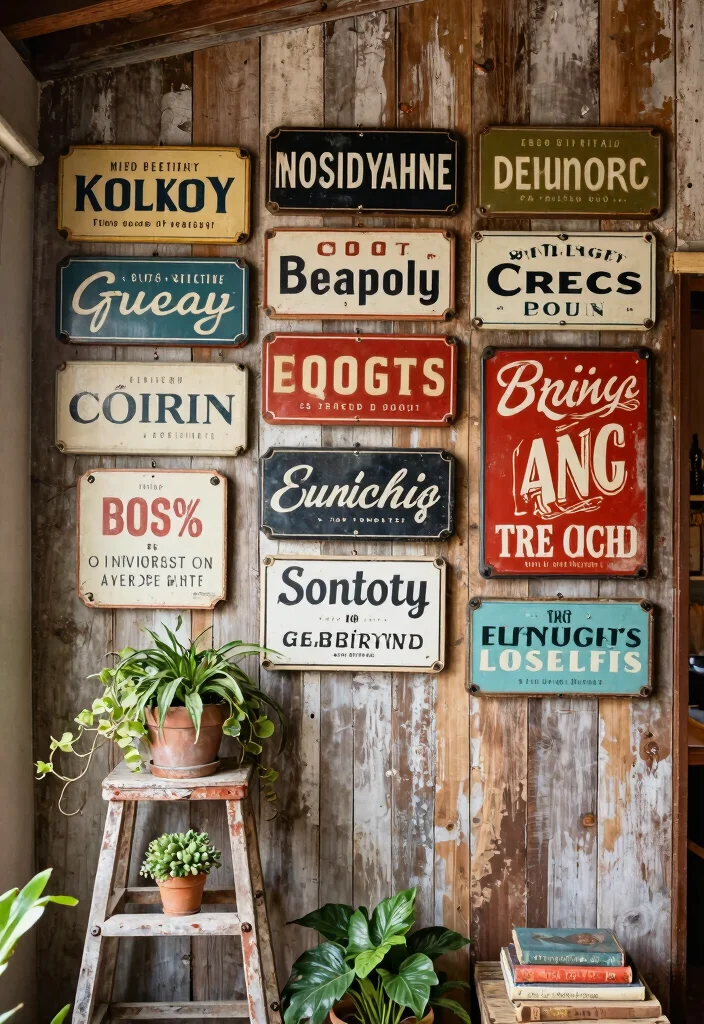 15 Antique Wall Decor Ideas That Look Expensive From Thrift Stores - 8. Vintage Signs 1