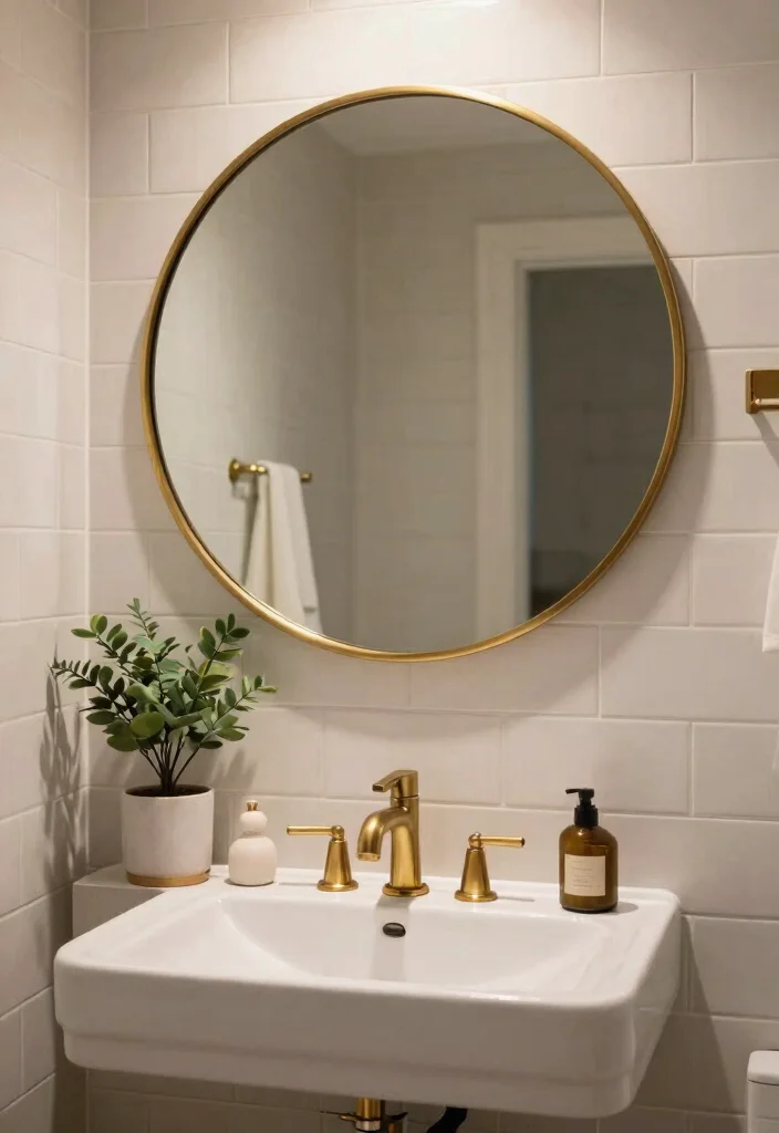 15 Brass Bathroom Mirror Ideas That Don't Tarnish in Steam - 1. The Classic Round Brass Mirror 1