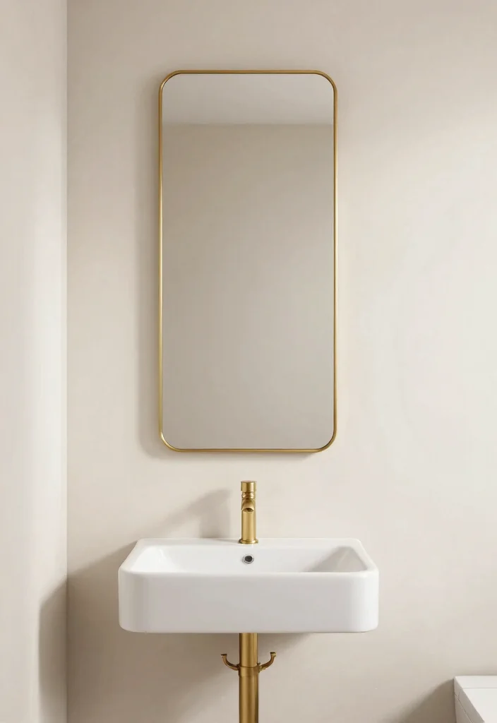 15 Brass Bathroom Mirror Ideas That Don't Tarnish in Steam - 10. Slimline Brass Mirrors 1