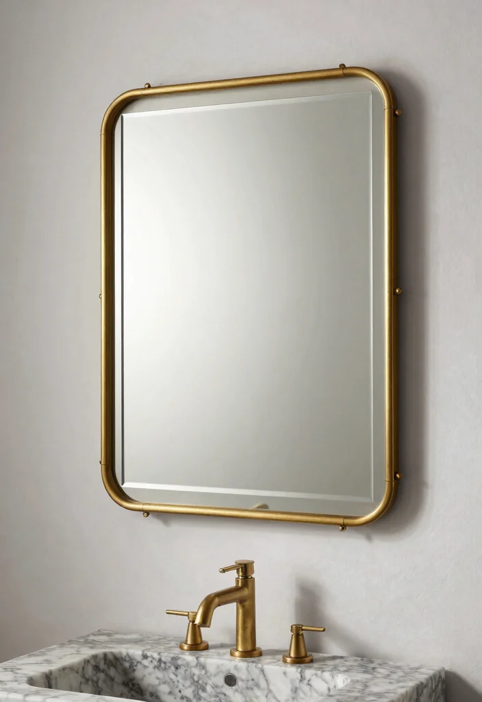15 Brass Bathroom Mirror Ideas That Don't Tarnish in Steam - 11. Brass Mirrors with Unique Frames 1