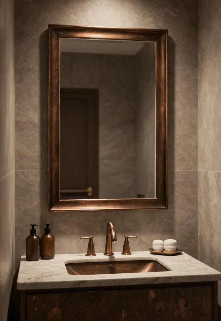 15 Brass Bathroom Mirror Ideas That Don't Tarnish in Steam - 14. Bronze Brass Mirrors 1
