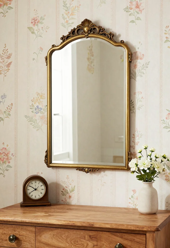15 Brass Bathroom Mirror Ideas That Don't Tarnish in Steam - 3. Vintage-Inspired Brass Mirrors 1