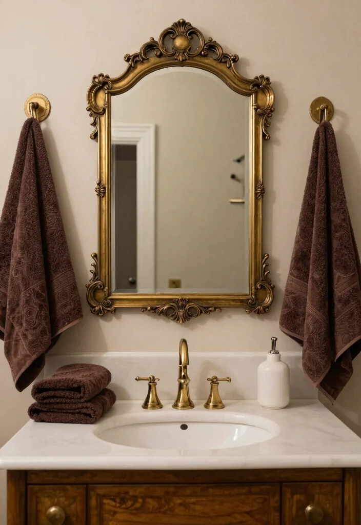 15 Brass Bathroom Mirror Ideas That Don't Tarnish in Steam - 7. Antique Brass Mirrors 1