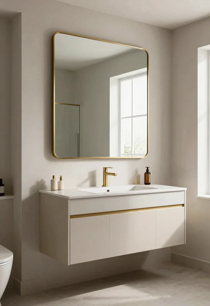 15 Brass Bathroom Mirror Ideas That Don't Tarnish in Steam - 8. Large Statement Brass Mirrors 1