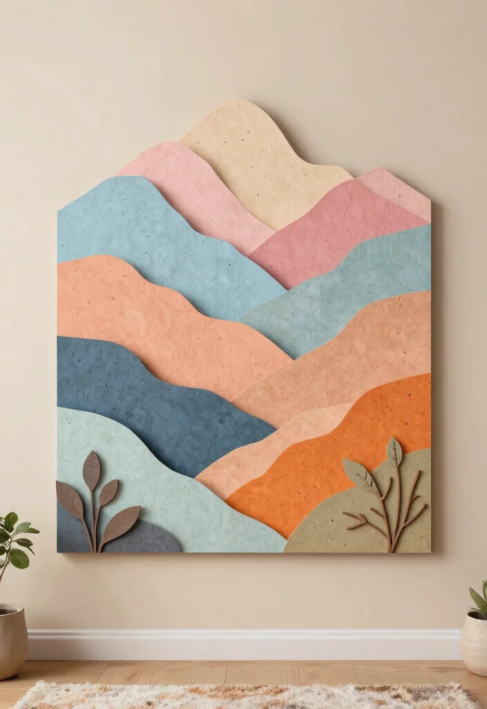 15 Cardboard Wall Art Ideas That Look Like Real Canvas - 1. Abstract Cardboard Landscape 1