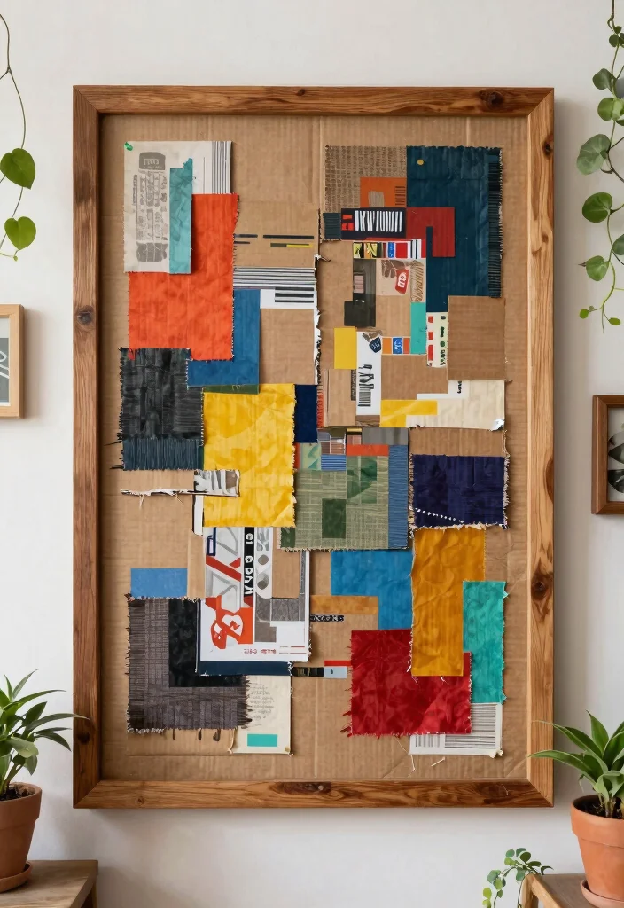 15 Cardboard Wall Art Ideas That Look Like Real Canvas - 4. Recycled Cardboard Collage 1