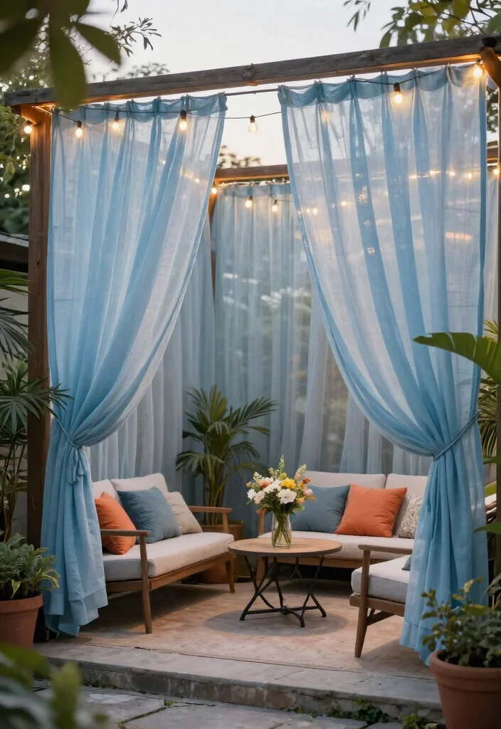 15 Sheer Linen Curtains That Filter Light Without Going See-Through - 10. Outdoor Living Spaces Made Cozy 1