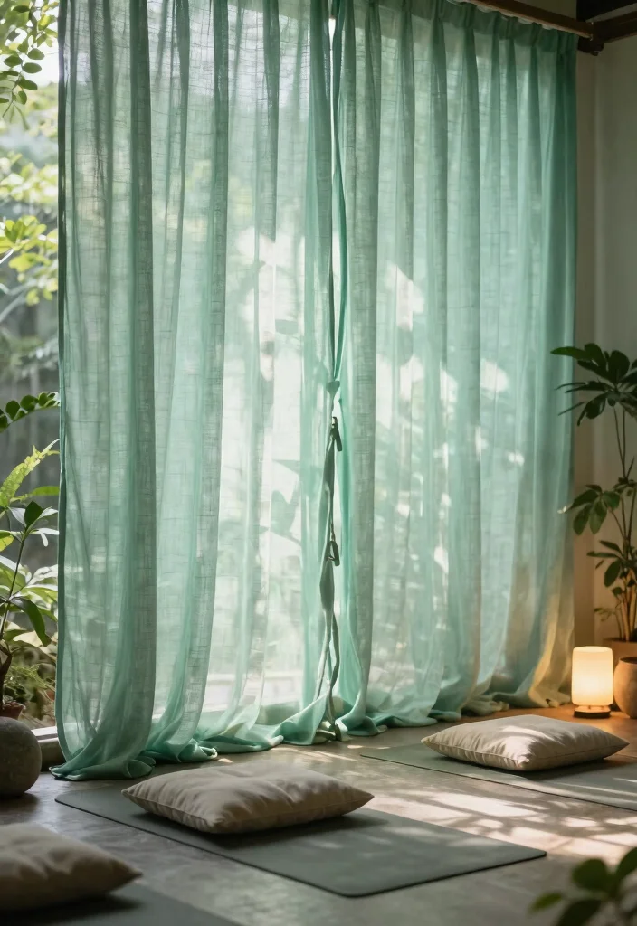 15 Sheer Linen Curtains That Filter Light Without Going See-Through - 13. Creating a Calm Meditation Space 1