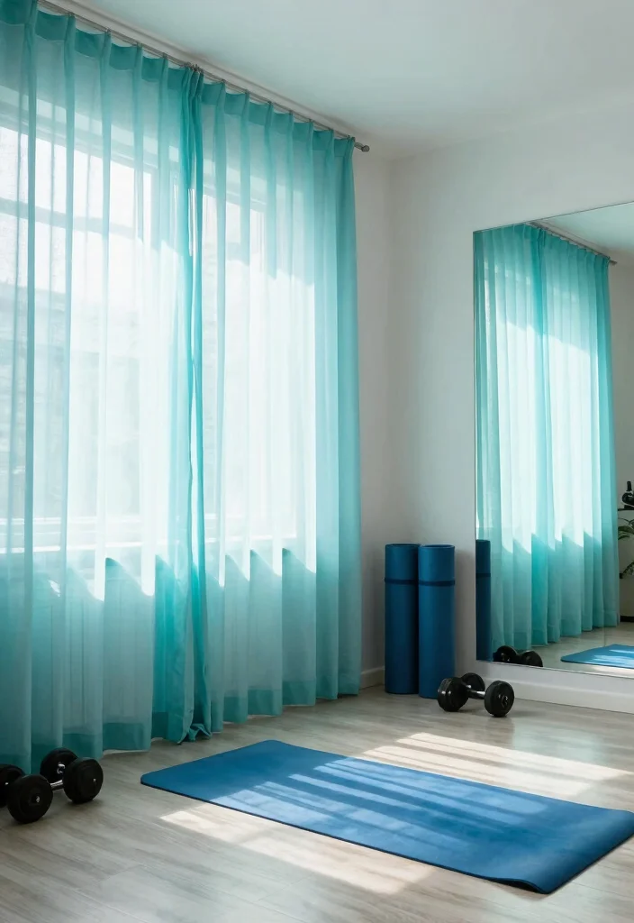 15 Sheer Linen Curtains That Filter Light Without Going See-Through - 14. Enhancing Your Home Gym 1