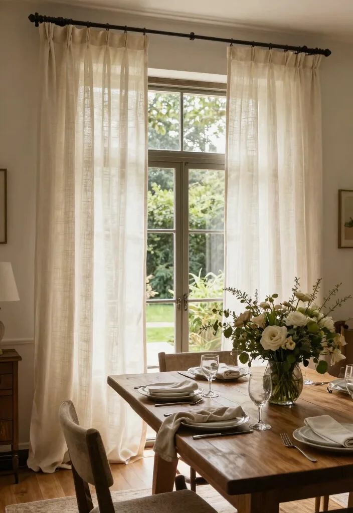 15 Sheer Linen Curtains That Filter Light Without Going See-Through - 2. Dining Room Sophistication 1