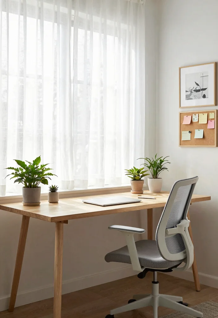 15 Sheer Linen Curtains That Filter Light Without Going See-Through - 4. Trendy Home Office Solutions 1