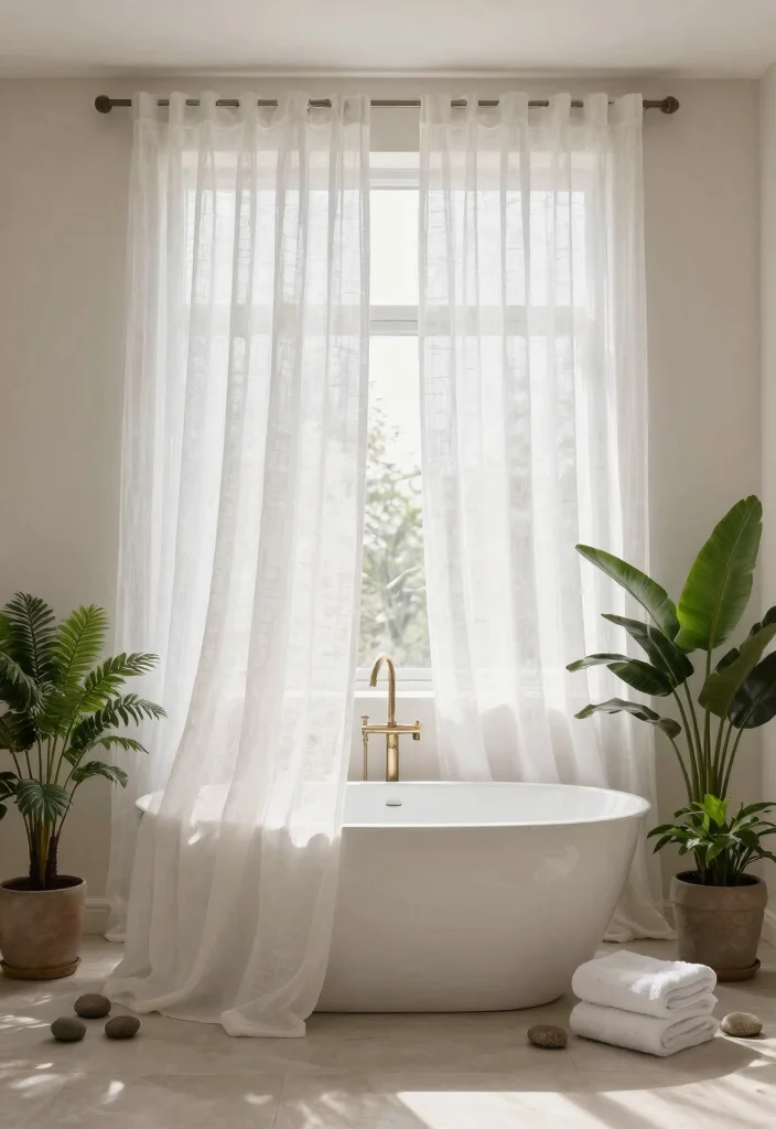 15 Sheer Linen Curtains That Filter Light Without Going See-Through - 7. Stylish Bathroom Privacy 1