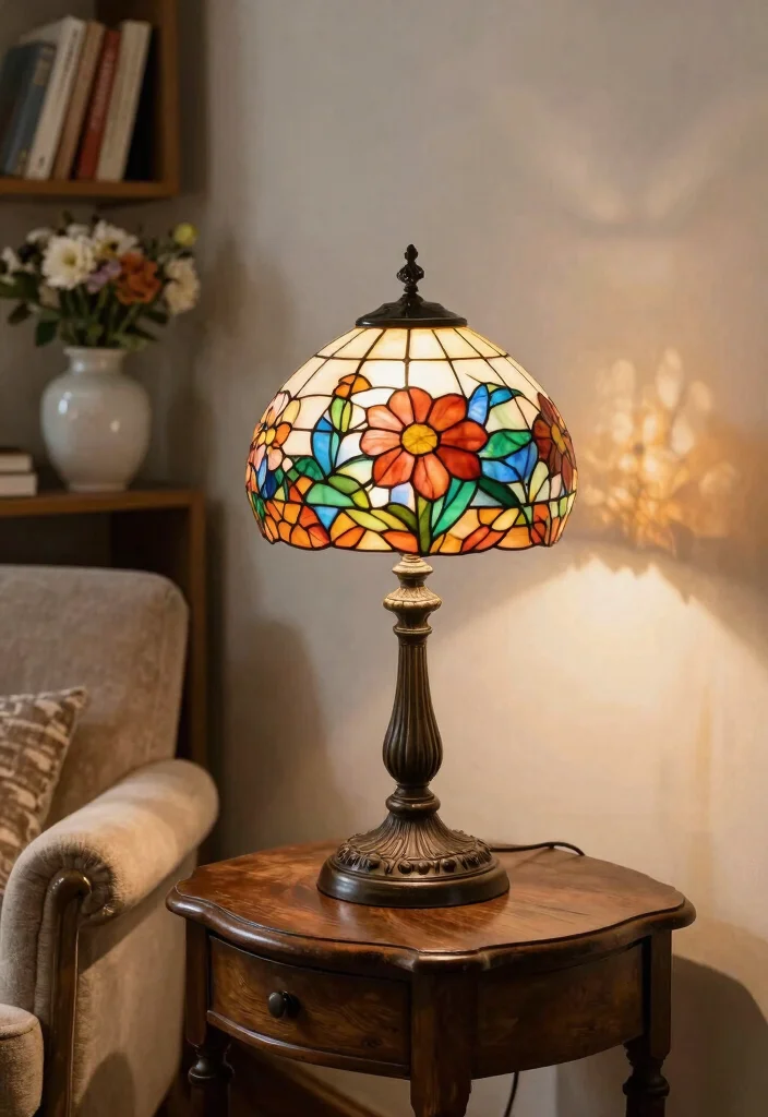15 Stained Glass Lamp Ideas That Cast Colorful Light Patterns - 1. The Floral Fantasy Lamp 1