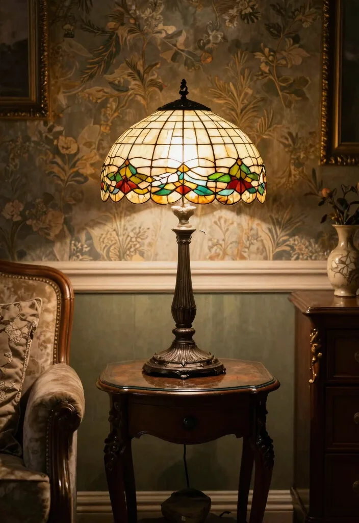 15 Stained Glass Lamp Ideas That Cast Colorful Light Patterns - 10. Art-Nouveau Inspired 1