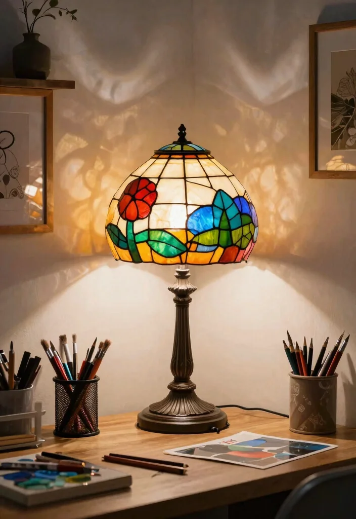 15 Stained Glass Lamp Ideas That Cast Colorful Light Patterns - 11. Unique Lampshade Designs 1